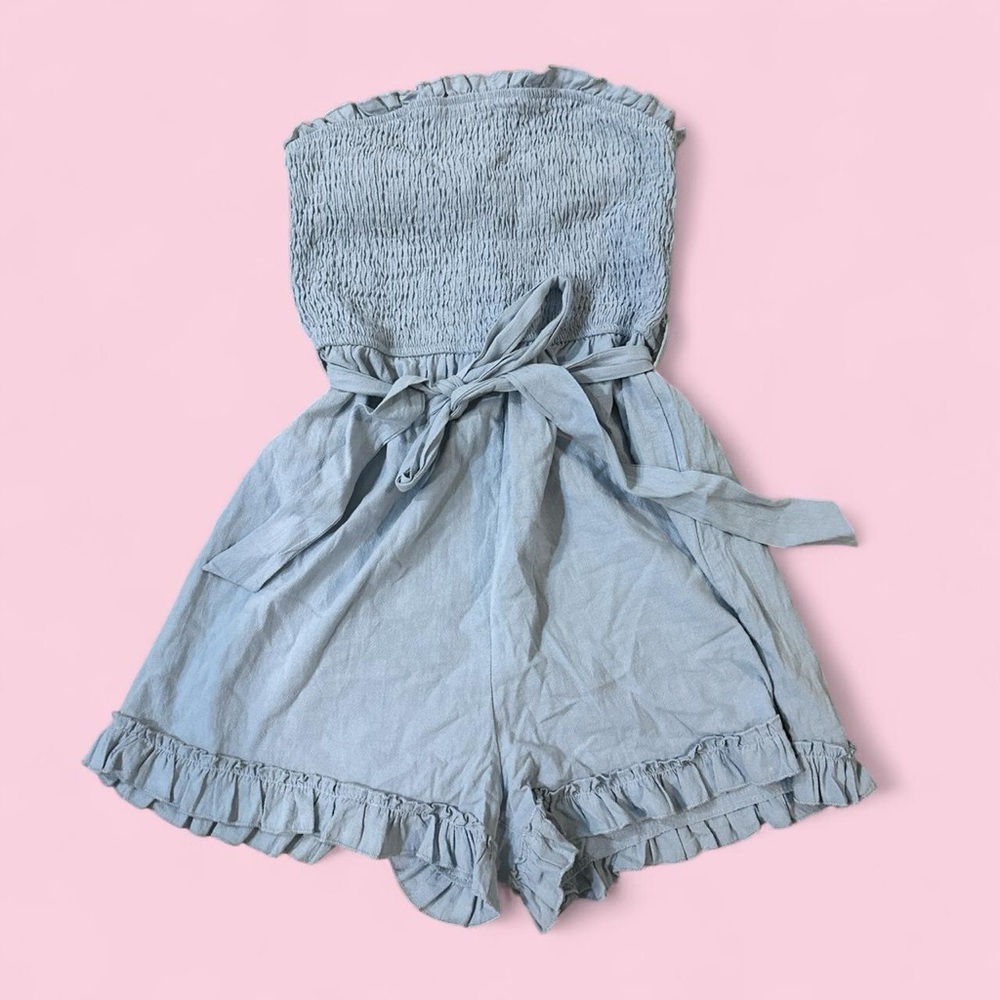 Light blue romper with tie
